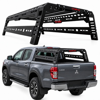 Heavy duty steel bed rack and tent roll bar for Mitsubishi L200 2006-2023, 250kg, black
