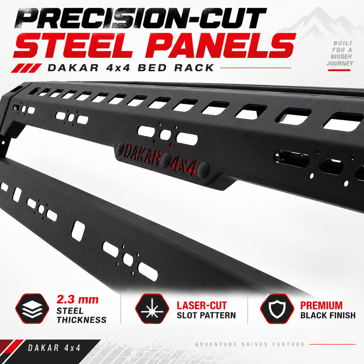 Nissan SkyStar 1999-2006 bed rack, black steel tent roll bar - view 3