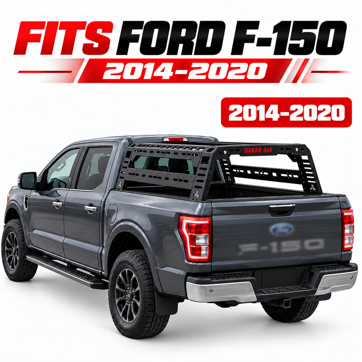 Ford F-150 2014-2020 bed rack, black steel tent roll bar - view 2