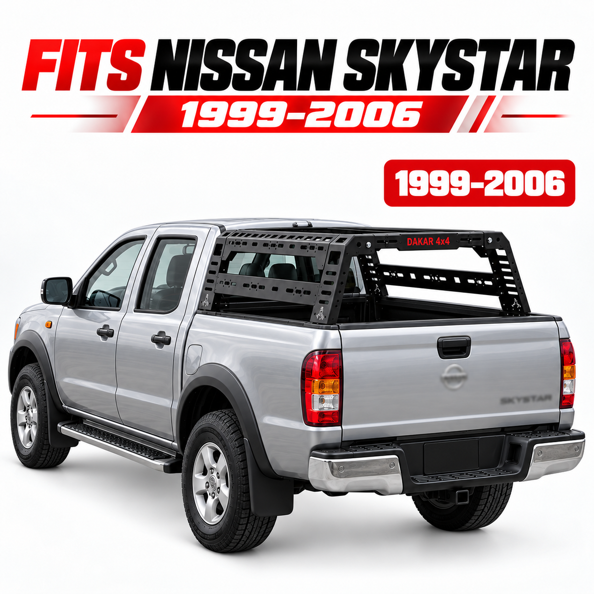 Nissan SkyStar 1999-2006 bed rack, black steel tent roll bar - view 2
