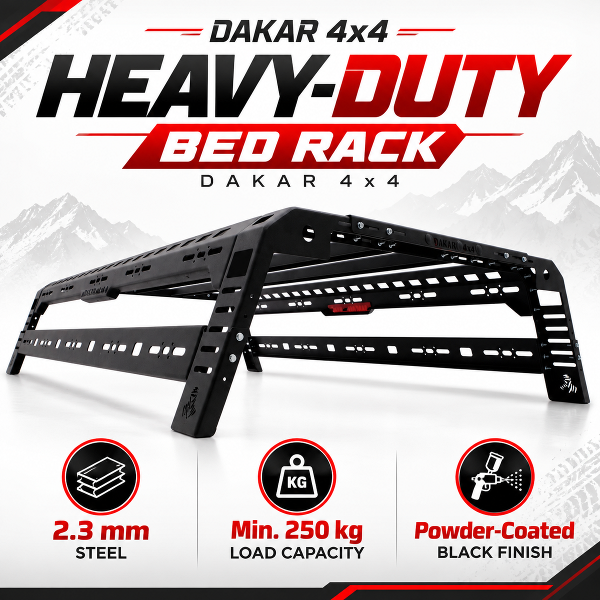 Nissan SkyStar 1999-2006 bed rack, black steel tent roll bar - view 6