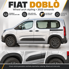 Fiat Doblo 2023+ Wheel Arch Trims – 8 Piece Matte Black ABS Set