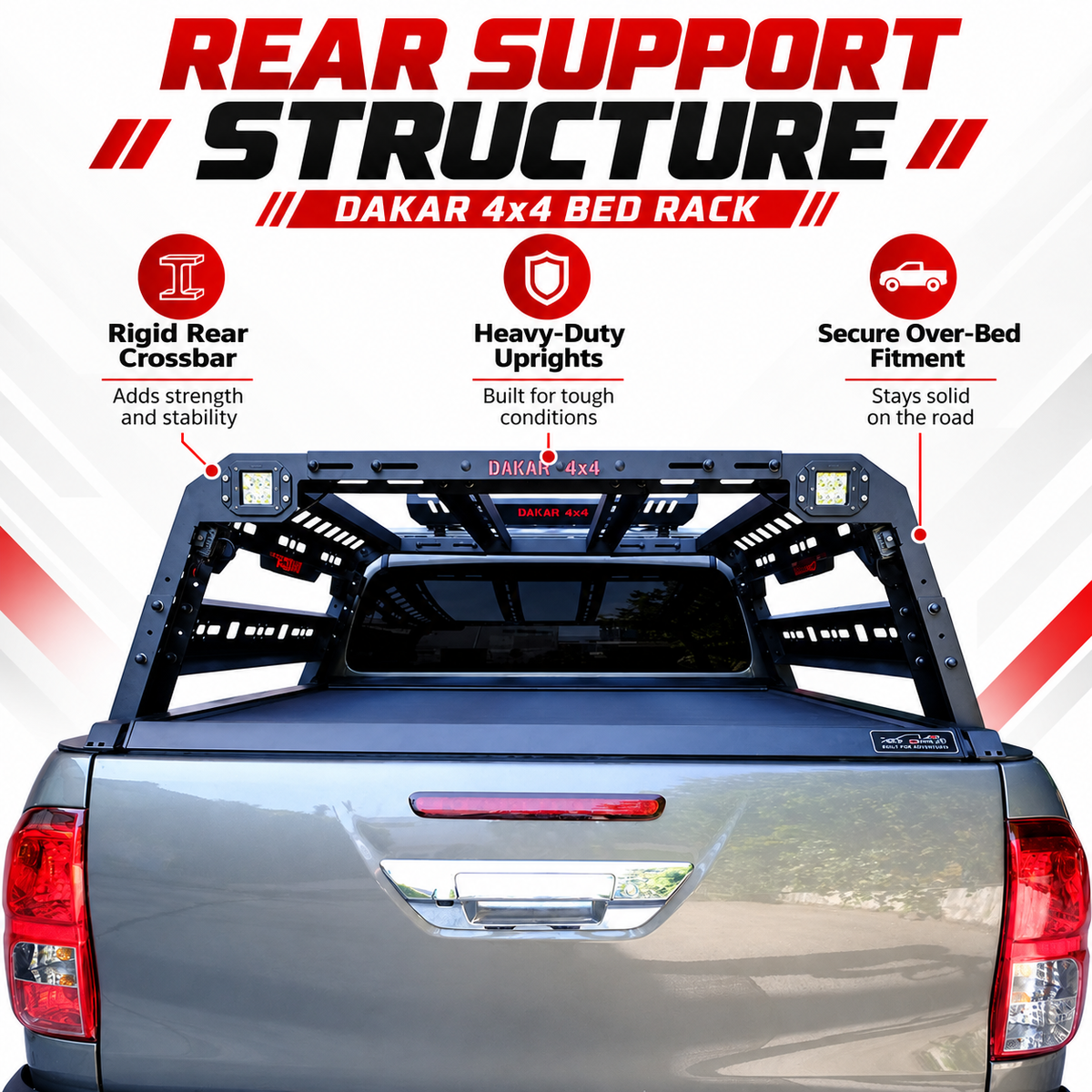 Nissan Navara NP300 2006 on bed rack, black steel tent roll bar - view 11