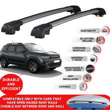 Roof Bar Rack for Renault Duster 2025 Onwards Lockable Cross Bars 2 Pcs Grey