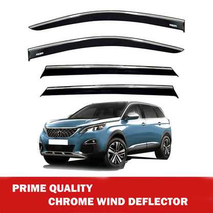 Chrome Car Wind Deflector Set for Peugeot 5008 2018 Onwards - Rain Guard 4 pcs