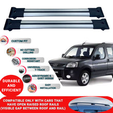 Roof Racks Cross Bars For Peugeot Partner 1 1996-2008 2 Pcs Grey