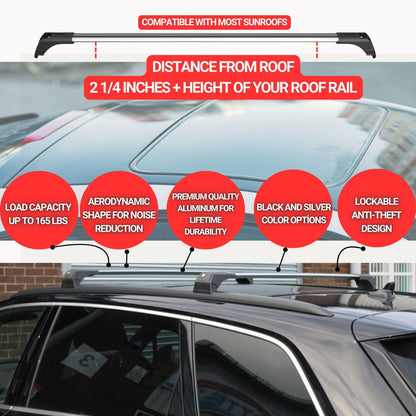 Car Roof Bars for Audi Q7 2016-2025 Lockable Roof Rack Cross Bars 2 Pcs Black