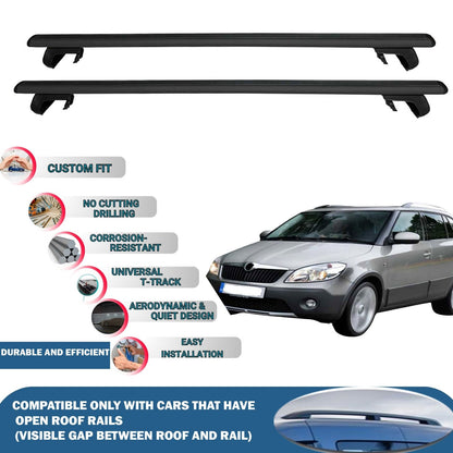 Roof Rack Cross Bars for Skoda Fabia Scout SW 2009-2014 Rail Carrier for Roof Tents 2 Pcs Black