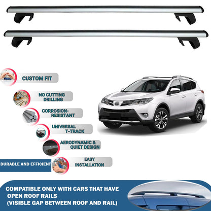 Roof Rack Cross Bars for Toyota Rav4 Xa40 2013-2019  Roof Bars 2 Pcs Silver