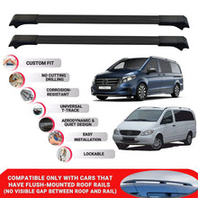 2X Roof Rack for Mercedes Vito/V Class W639/W447 2003+ Lockable Roof Bars Black