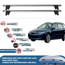 Lockable Roof Rack Cross Bars for Mazda 6 Gg1 Estate 2002-2007 | Heavy Duty Rail Carrier 2 Pcs Grey