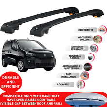 Roof Bar for Peugeot Partner 2019-2024 Lockable Roof Rack Cross Bars 2 Pcs Black