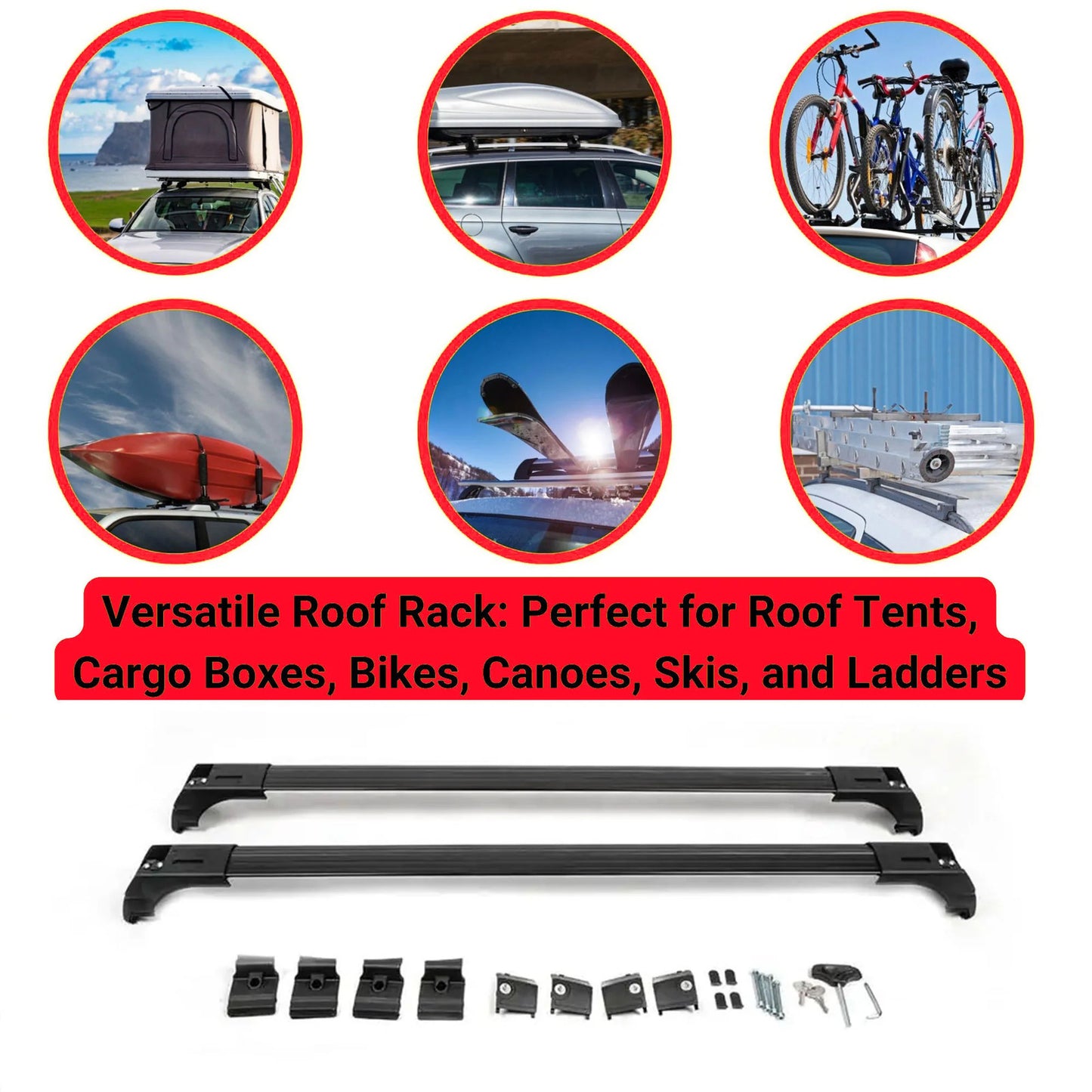 2X Car Roof Bars for Ssangyong Torres 2023+ Lockable Roof Rack Cross Bars Black