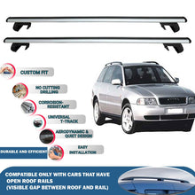 Roof Rack Cross Bars for Audi A4 Avant 1995-2001 Rail Carrier for Roof Tents 2 Pcs Grey