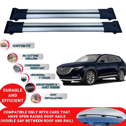 Roof Racks Cross Bars For Mazda Cx9 Touring 2016-2023 2 Pcs Grey