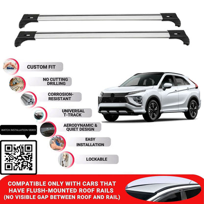 Roof Bars for Mitsubishi Eclipse Cross 2018+ Lockable Roof Rack Cross Bars 2 Pcs Grey