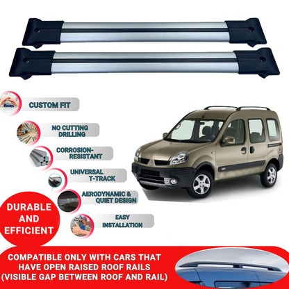 Roof Racks Cross Bars For Renault Kangoo 2004-2007 4 Pcs Grey