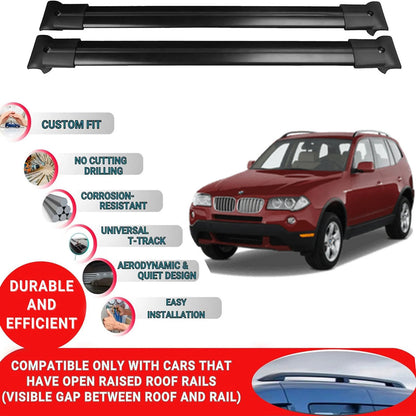 Roof Rack Cross Bars for Bmw X3 E83 Suv 2003-2010 Roof Bars 2 Pcs Black