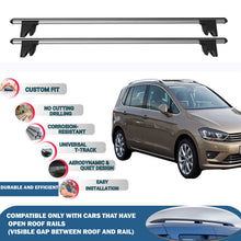 Lockable Roof Rack Cross Bars for Vw Golf 7 Sportsvan 2014-2021 | Heavy Duty Rail Carrier 2 Pcs Grey