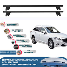 Lockable Roof Rack Cross Bars for Mazda 6 Gj1/Gl Estate 2014-2021 | Heavy Duty Rail Carrier 2 Pcs Black