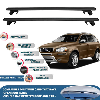 Roof Rack Cross Bars for Volvo Xc90 2003-2014 Rail Carrier for Roof Tents 2 Pcs Black
