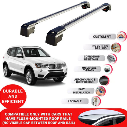Roof Bars Rack for Bmw X3 F25 2011-2017 Lockable Rail Carrier 2 Pcs Grey