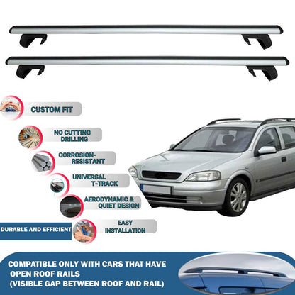 Roof Rack Cross Bars for Opel Astra G SW 1998-2004 Rail Carrier for Roof Tents 2 Pcs Grey