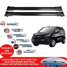 Roof Racks Cross Bars For Peugeot Partner 3 2019-2023 2 Pcs Black
