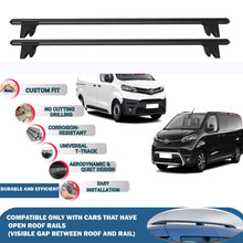 Lockable Roof Rack Cross Bars for Toyota Proace/Verso 2016-2024 | Heavy Duty Rail Carrier 2 Pcs Black
