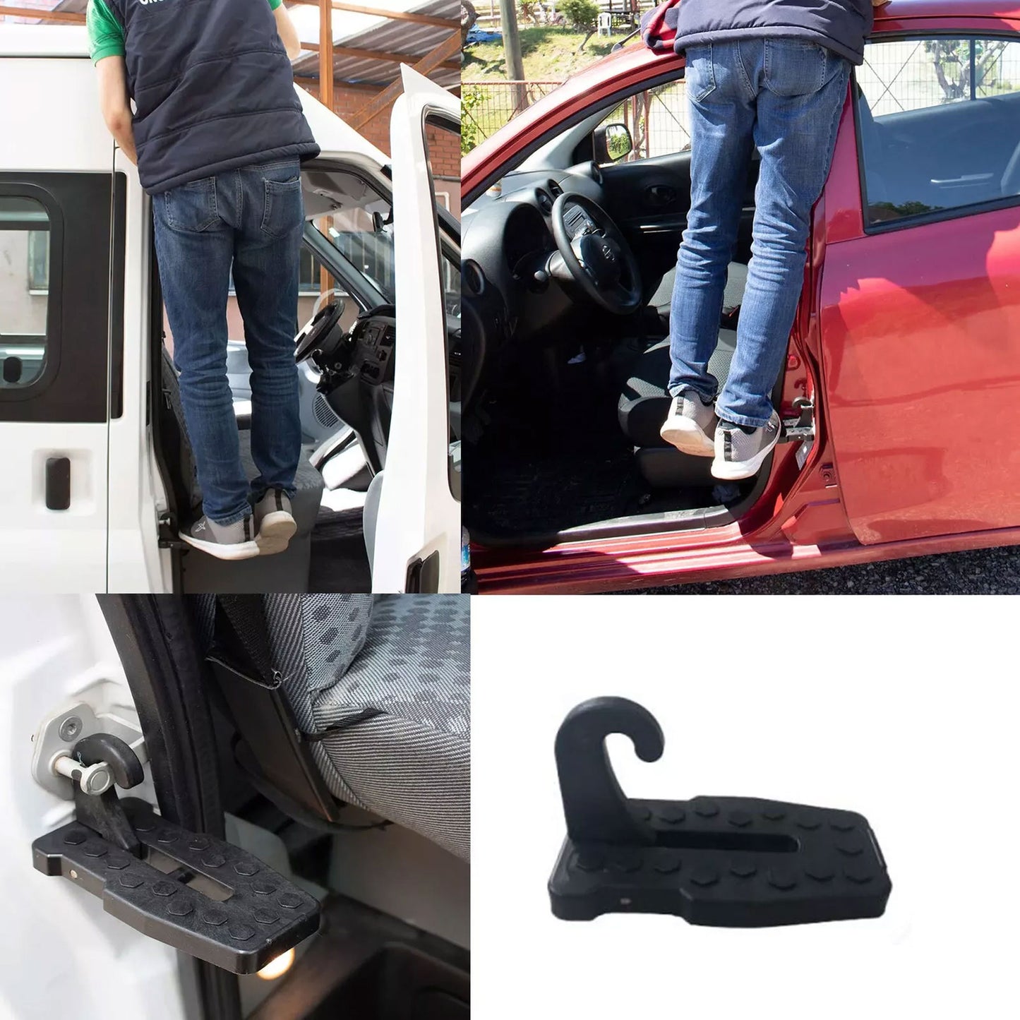 Roof Bar Ladder Rack Set T-Track Compatible + Car Door Step – Supports 125kg