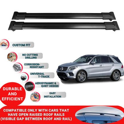 Roof Racks Cross Bars For Mercedes Gle-Class W166 Fl 2015-2018 2 Pcs Black