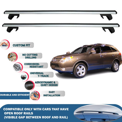 Roof Rack Cross Bars for Hyundai Ix55 Veracruz 2007-2015 Rail Carrier for Roof Tents 2 Pcs Grey
