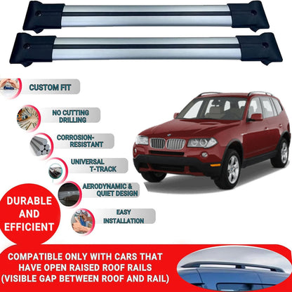 Roof Rack Cross Bars for Bmw X3 E83 Suv 2003-2010 Aluminum Roof Bars 2 Pcs Grey