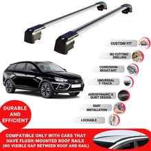 Roof Bars Rack for Lada Vesta SW 2017-2024 Lockable Rail Carrier 2 Pcs Grey