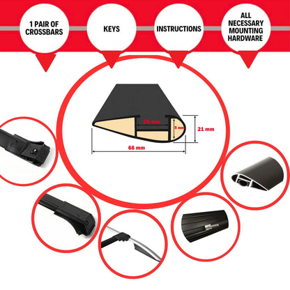 2X Car Roof Rack Cross Barfor Vauxhall Combo 2012-2018 Lockable Roof Bars Black