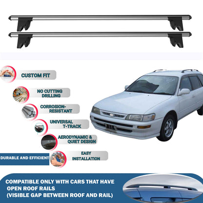 Lockable Roof Rack Cross Bars for Toyota Corolla SW 1993-1997 | Heavy Duty Rail Carrier 2 Pcs Grey