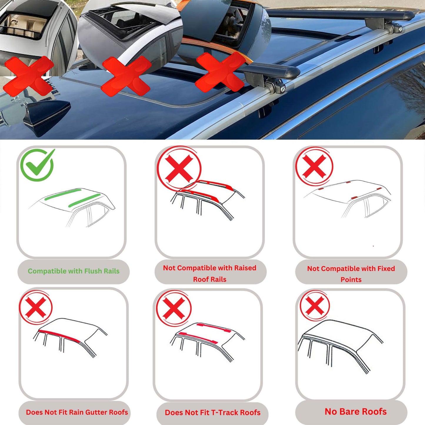 Roof Bars For Seat Leon MK4 Estate 2021-2023 Roof Rack Cross Bars 2 Pcs Grey