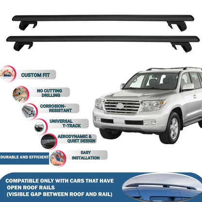 Roof Rack Cross Bars for Toyota Land Cruiser 2008-2021 Rail Carrier for Roof Tents 2 Pcs Black