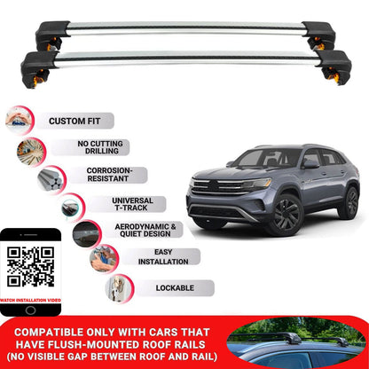 Premium Roof Bars for vw Atlas Cross Sport 2020+ Secure Secure Roof Rack Cross Bar 2 Pcs 2 Pcs Grey