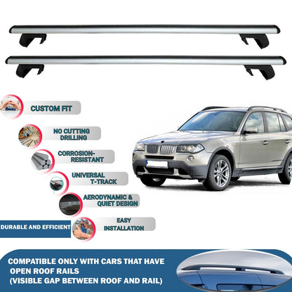 Roof Rack Cross Bars for Bmw X3 2004-2010 Rail Carrier for Roof Tents 2 Pcs Grey