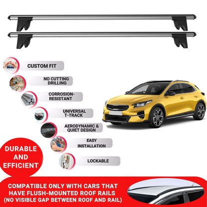 Premium Roof Bars for Kia Xceed Suv 2018-2023 Lockable Roof Rack Cross Bars 2 Pcs Grey