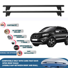 Lockable Roof Rack Cross Bars for Renault Koleos 2007-2016 | Heavy Duty Rail Carrier 2 Pcs Black