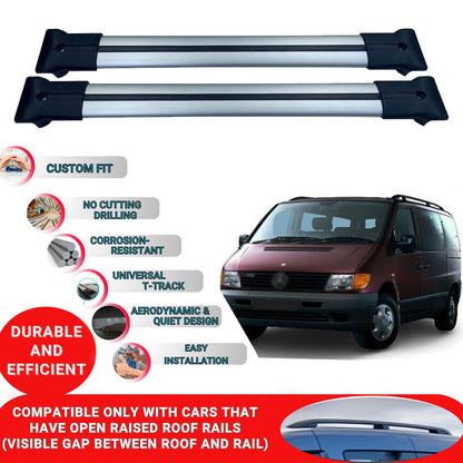 Roof Racks Cross Bars For Mercedes Vito W638 1996-2003 4 Pcs Grey