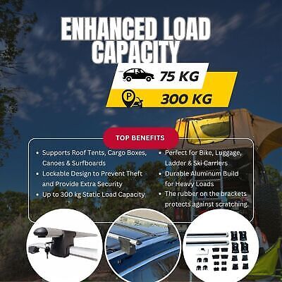 Car Roof Rack Cross Bars for Renault Kangoo 1997-2007 Kayak Roof Rack 4 Pcs Grey