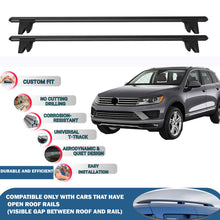 Lockable Roof Rack Cross Bars for Vw Touareg 2010-2018 | Heavy Duty Rail Carrier 2 Pcs Black