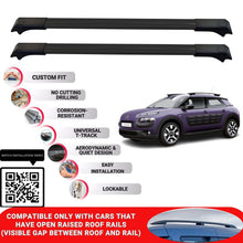 Roof Rack Cross Bars for Citroen C4 Cactus HB 2014-2018 Lockable Bars 2 Pcs Black