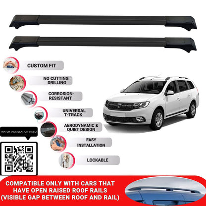 Roof Rack Cross Bars for Dacia Logan Mcv 2013-2020 Lockable Roof Bars 2 Pcs Black