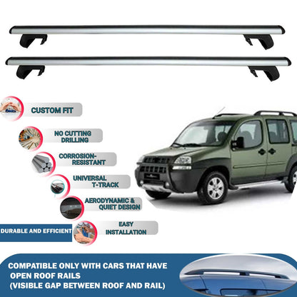 Roof Rack Cross Bars for Fiat Doblo 5D 2000-2009 Rail Carrier for Roof Tents 2 Pcs Grey