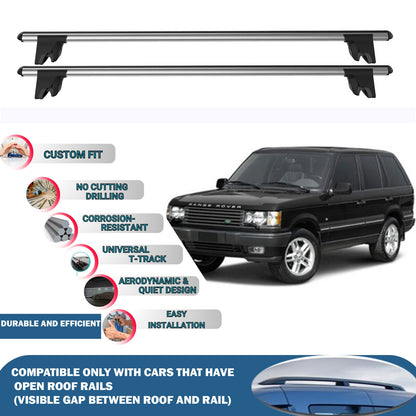 Lockable Roof Rack Cross Bars for Land Rover Range Rover 1994-2002 | Heavy Duty Rail Carrier 2 Pcs Grey