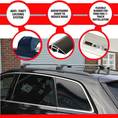 Car Roof Bars for Audi Q7 2016-2025 Lockable Roof Rack Cross Bars 2 Pcs Grey